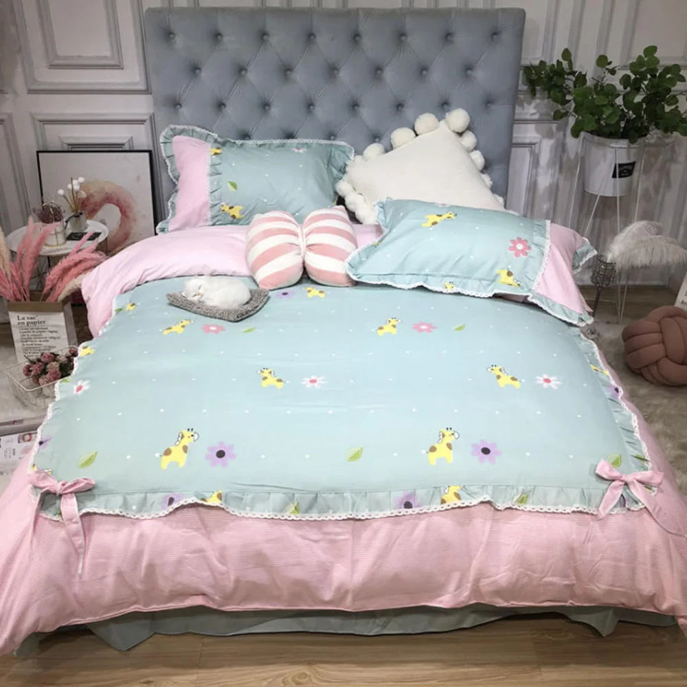 Романтический Кружевной Комплект постельного белья принцессы из четырех