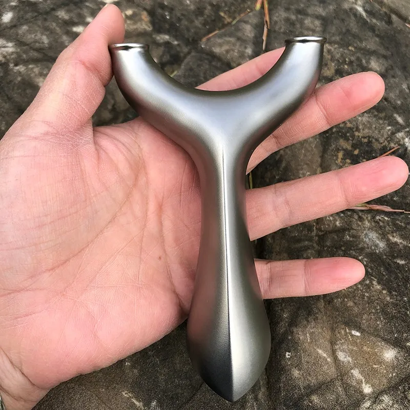 

Wire Cutting CNC Precision Titanium Alloy TC21 Slingshot Outdoor Flat Leather Recurve Hunting Athletic Rubber Band Crafts