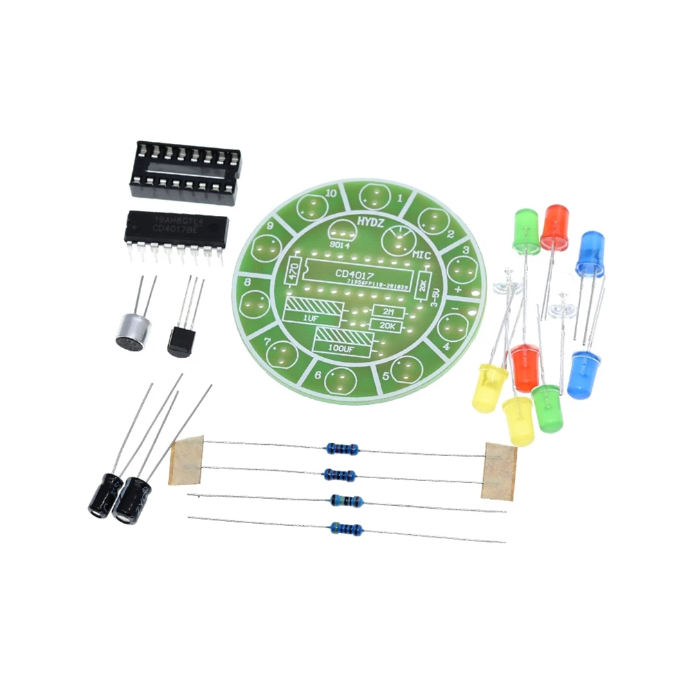CD4017 colorful voice control rotating LED light diy kit electronic manufacturing spare parts student Laboratory Education Tool |