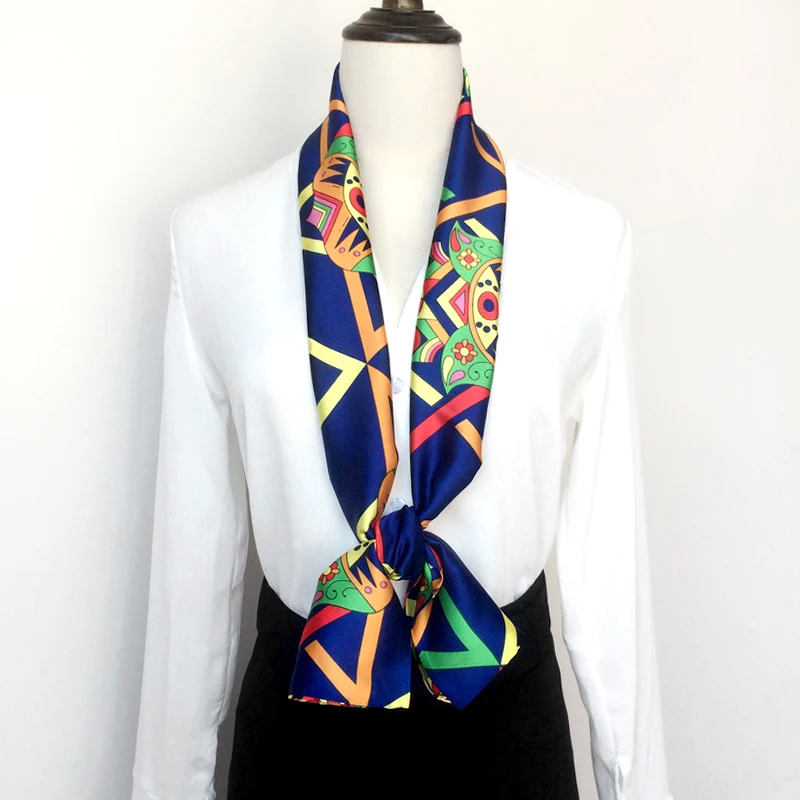 Spring NEW Narrow Long Silk Scarf For Girls Double Printing Fashionable Women Satin Tie Scarfs Women's Neckerchief 15cm*145cm |