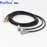 preffair 4 core interconnect rca audio cable with 90 degree right angle rca plug professiona double self locking lotus wire con