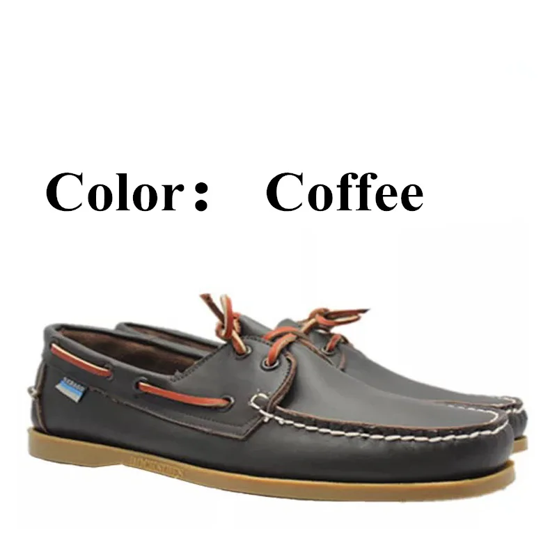 Men Women Genuine Leather Docksides Casual Boat Shoes Brand Flat Loafers For Homme Femme Coffee Black Navy Blue Brown X144 | Обувь