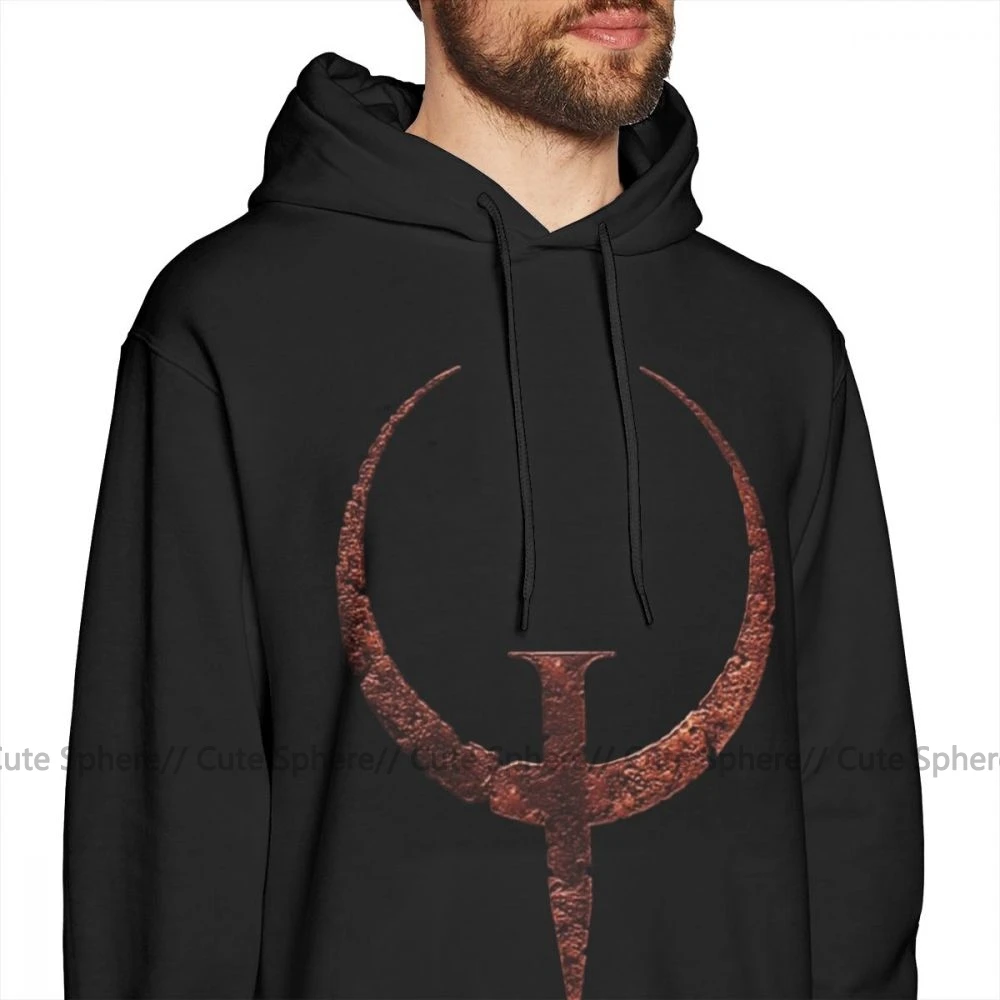 Quake худи с логотипом Quake, толстовки с капюшоном для улицы, хороший пуловер, худи с длинным рукавом более размера, хлопковые фиолетовые Мужские Зимние толстовки