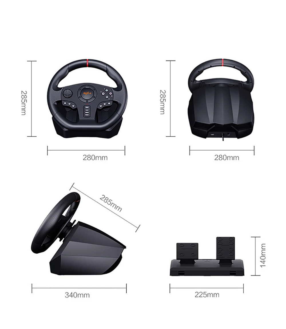 Игровой контроллер на руль с поворотом 900 ° Вибрирующая Видеоигра для ПК PS 3/4 Xbox One