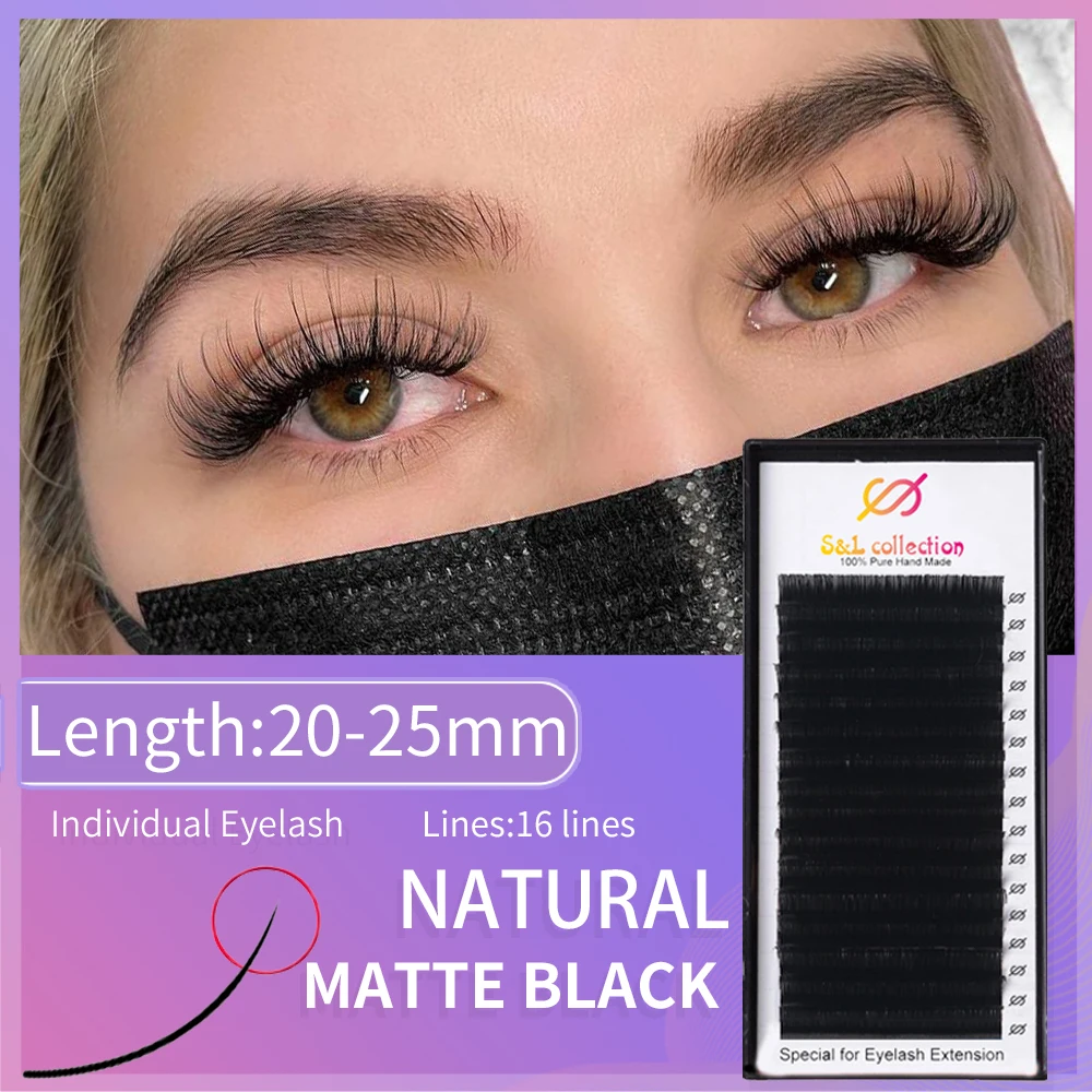

16rows All Sizes 20-25MM Length False Eyelash Extensions Mink Black Material JBCD Curls 1 Tray/Lot Matte Wholesale Free Logo