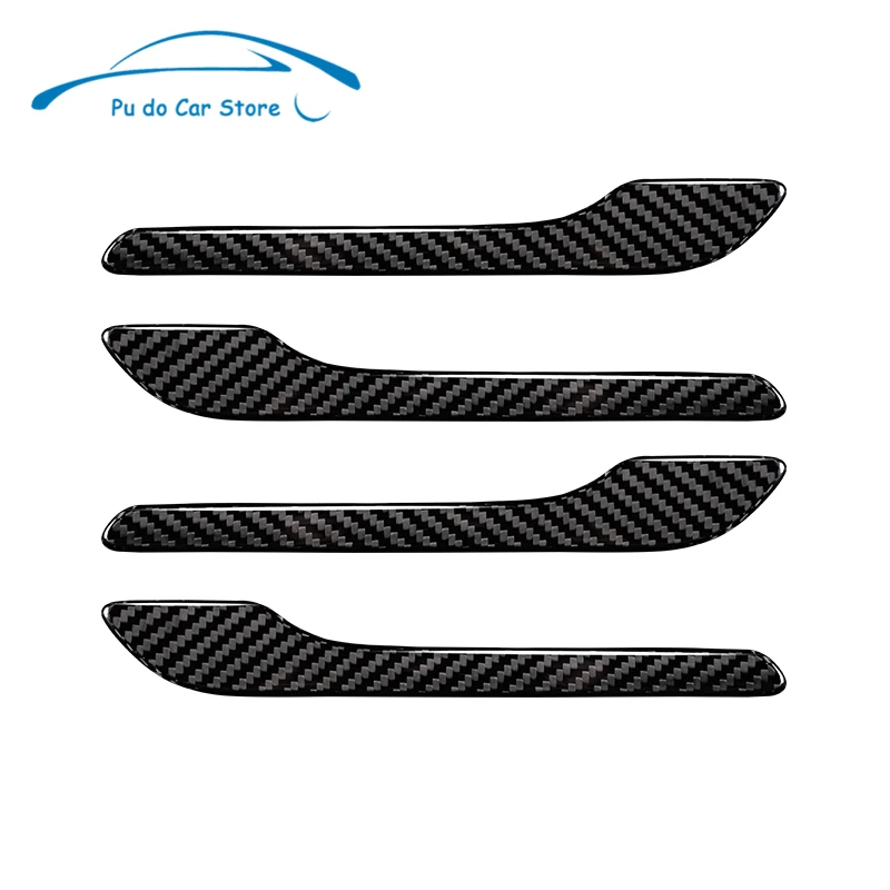 

Carbon fiber car door handle decorative cover handle scratch cover modification Accessories For Tesla model3