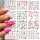 12 шт., наклейки для ногтей с надписью Love