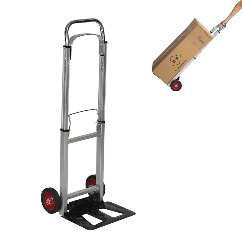 

Hand Truck Dolly Portable Folding Compact Trolley Heavy-duty Aluminum Luggage Cart with 2 Wheels