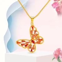 butterfly necklaces for women statement necklace wedding jewelry accessories 24k gold red crystal butterfly pendant choker chain