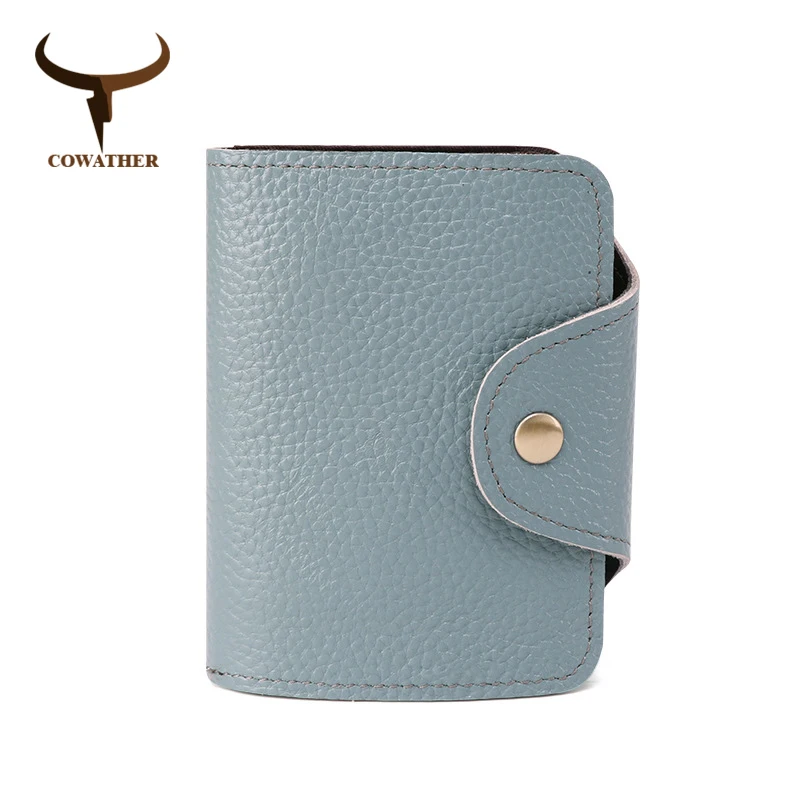 QK060light blue COWATHER женский кошелек из натуральной коровьей кожи наивысшего качества кошелек модный дизайн женский кошелек из бычьей кожи, с карманом для карт большой вместительный кошелек - Цвет: QK060light blue