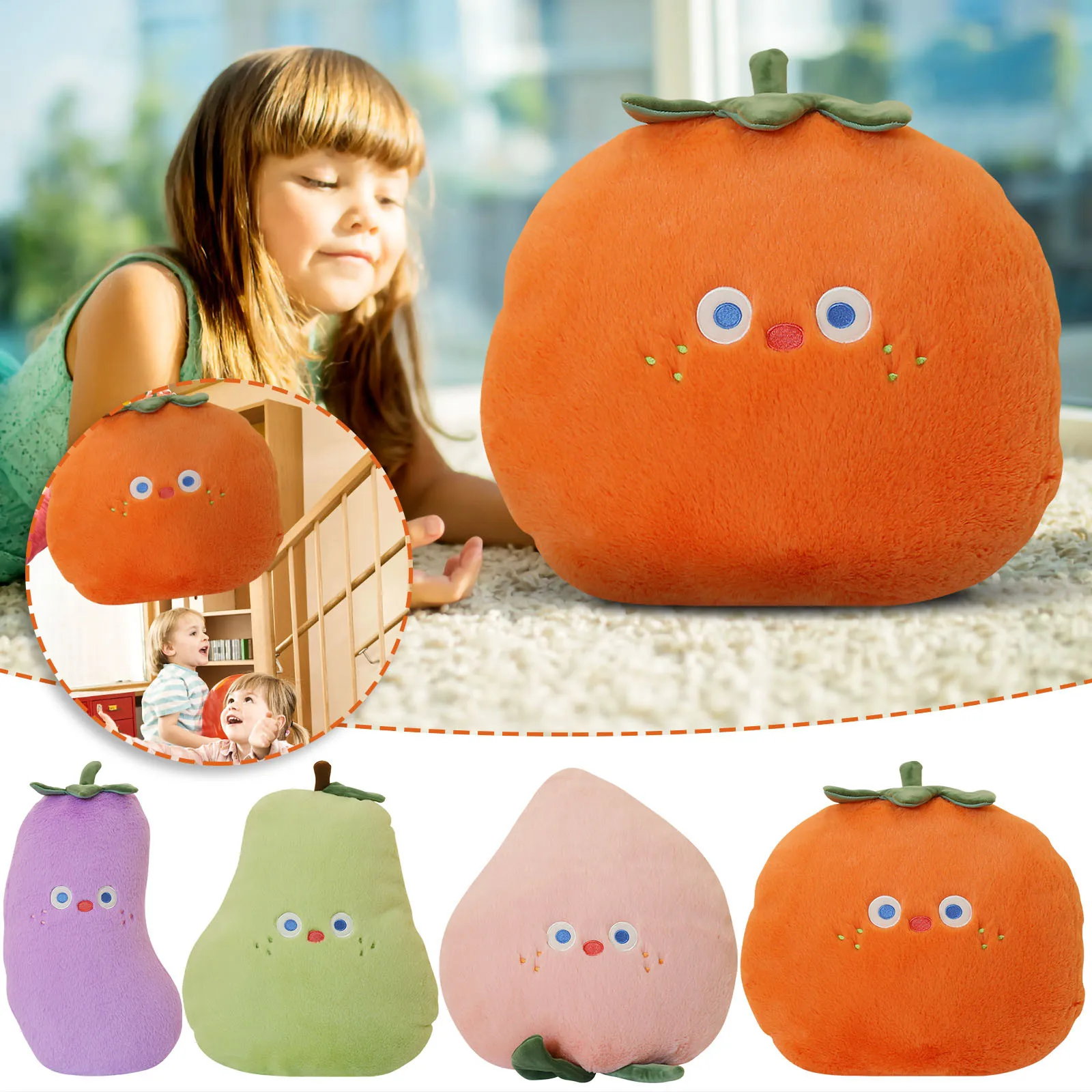 

Плюшевая подушка в виде груши кукла-баклажан Подушка-персик подарки плюшевые куклы в виде фруктов мягкая подушка Милая мультяшная декорати...