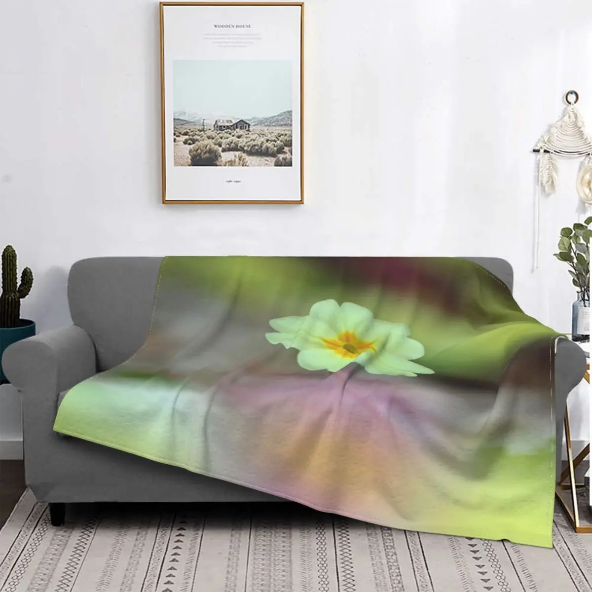 

Manta con fotografía Digital de flor Primrose, para cama colcha, alfombra a cuadros, Picnic, manta de verano, textil para el hog