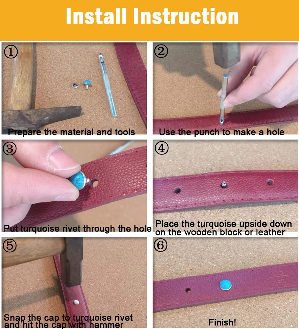 100 наборов/пакет диаметр 8 мм Красочные акриловые бирюзовые и латунные заклепки