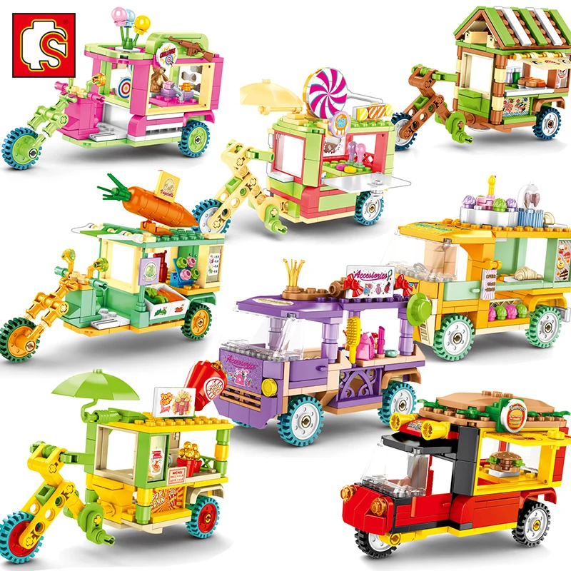 Совместимый с Friends городской продовольственный грузовик Sembo мини магазин улиц