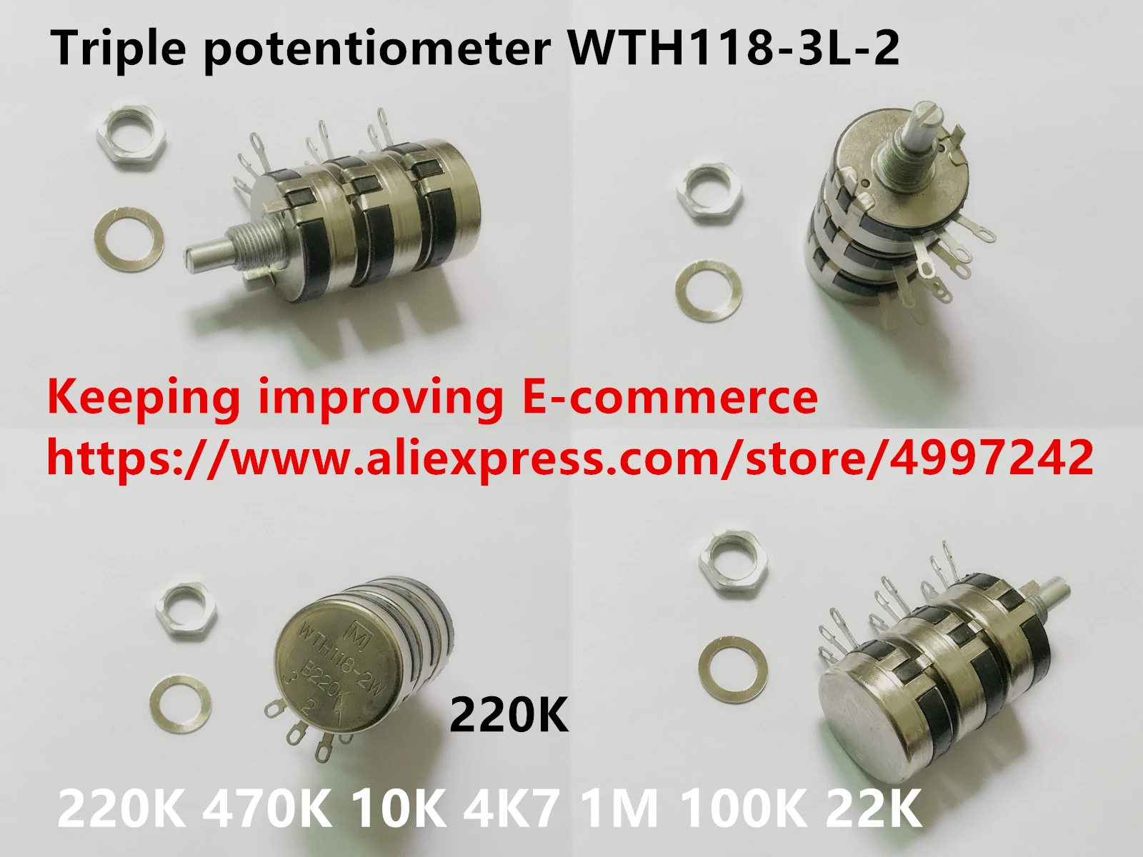Оригинальный новый 100% Тройной потенциометр WTH118 3L 2 220K 470K 10K 4K7 1M 100K 22K