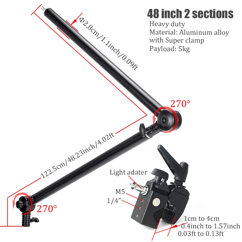Сверхмощная Волшебная стрела BFOLLOW с супер-зажимом для камеры осветительная