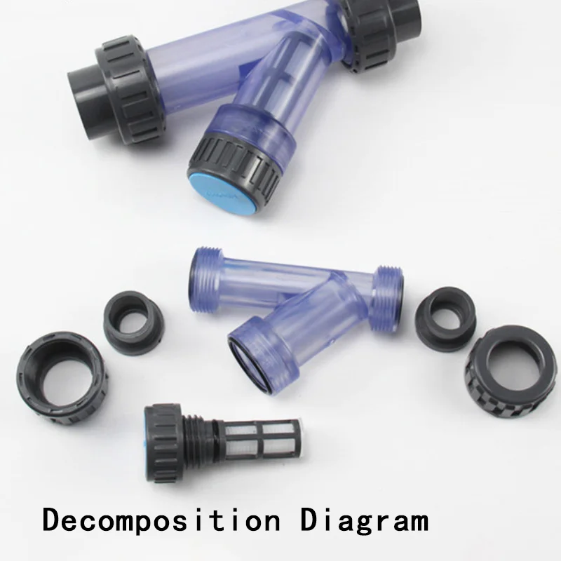 

1pc Transparent UPVC Y-Type Filter Aquarium Fish Tank PVC Pipe Connector Irrigation Filters Garden Water Pipe Connectors