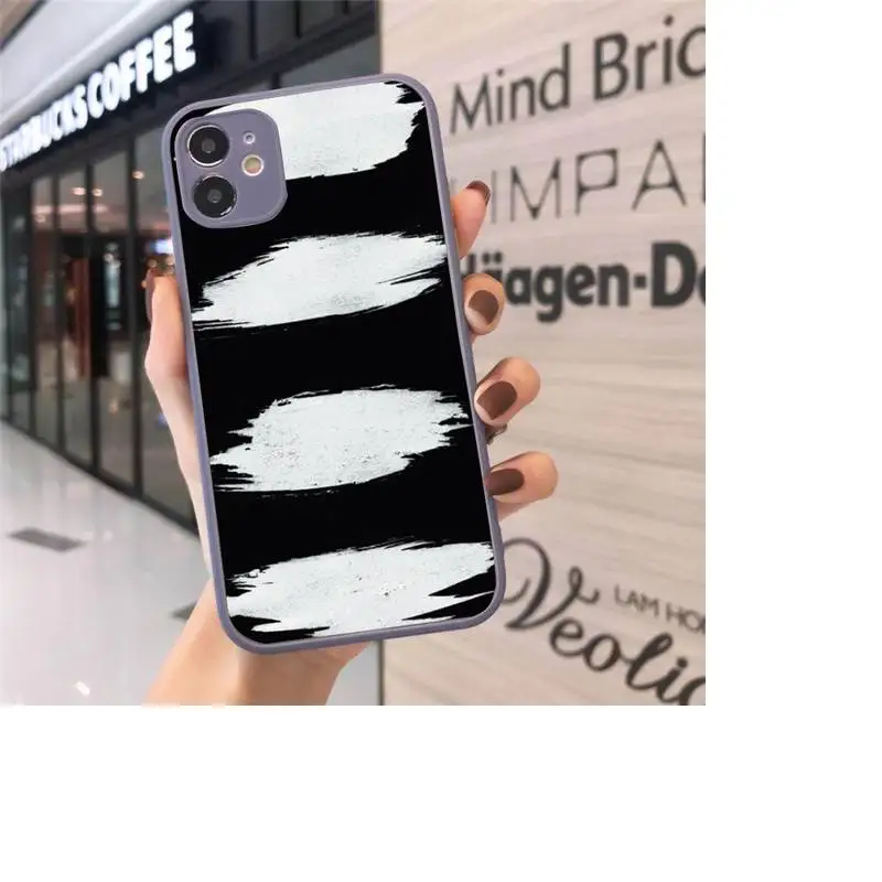 

Black White Phone Case Matte Transparent for iPhone 7 8 11 12 s mini pro X XS XR MAX Plus cover funda