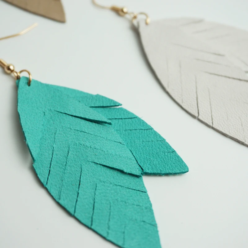 Cpop блестящие двухслойные серьги из натуральной козьей кожи для женщин массивные