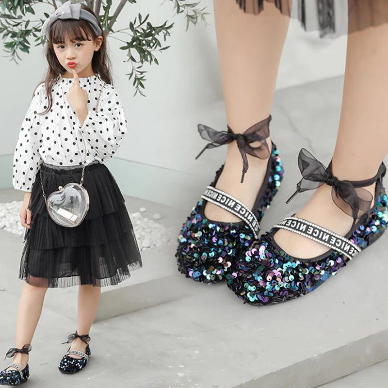 

Kids Shoes Girls Shoes Glitter Sequin Girls Dress Shoes Soft Sole Princess Shoes Flats