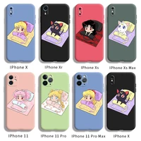 for iphone x xr xs max 11 pro 11 pro max casing with cute cartoon comic back cover anti falling silica gel case
