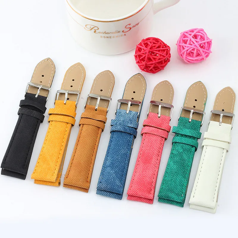 

7 Color Fashion Simple Cowboy Leather Strap 20 mm Men Women wristwatches Watchbands