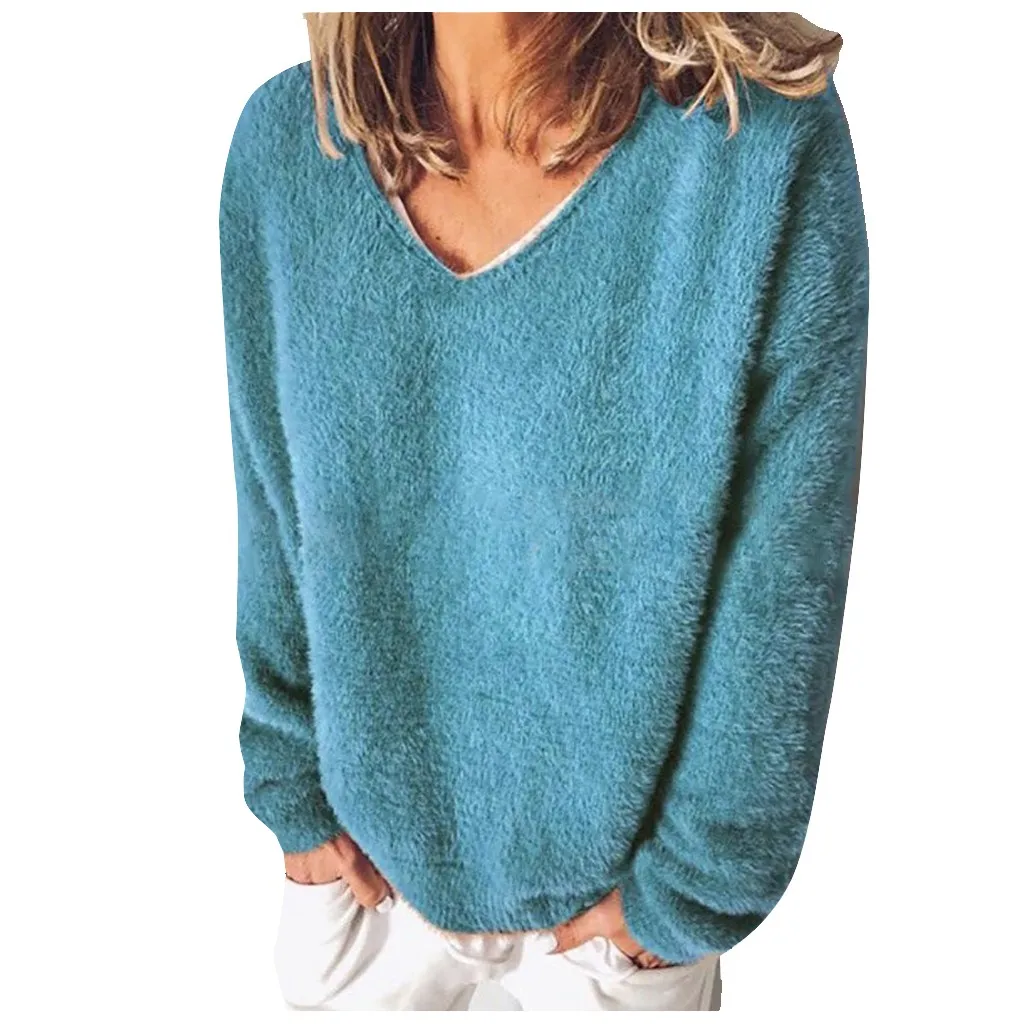 Элегантный вязаный свитер пуловеры модные женские однотонные рубашки с длинным