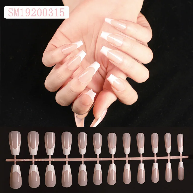 

Complexion Gradient Fake Nails French Long Designs Artificial Nail Pink Femme Faux Ongles False Nail Tip Art Z1035
