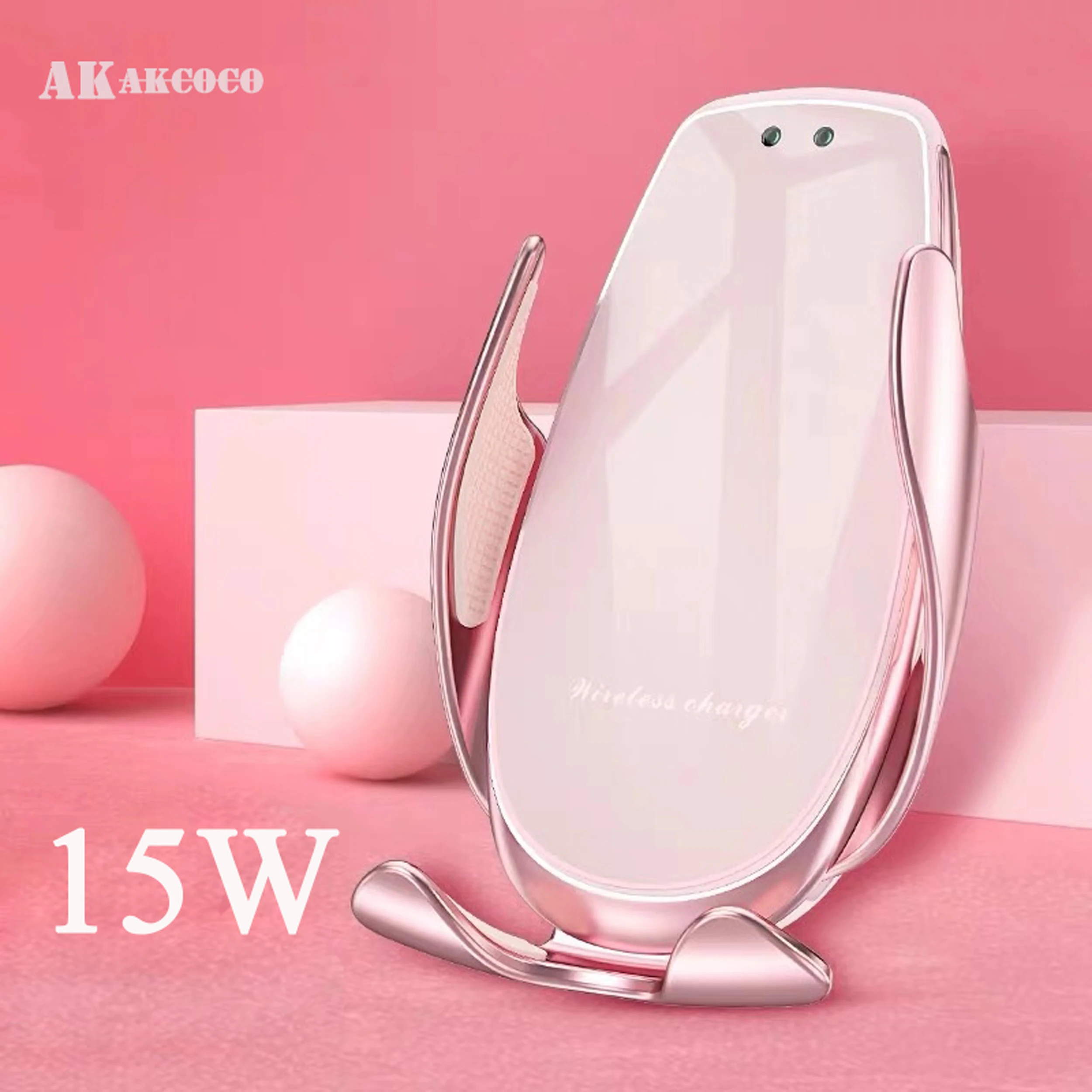 QI 15 Вт быстрая беспроводная автомобильная зарядка розовое белое крепление для