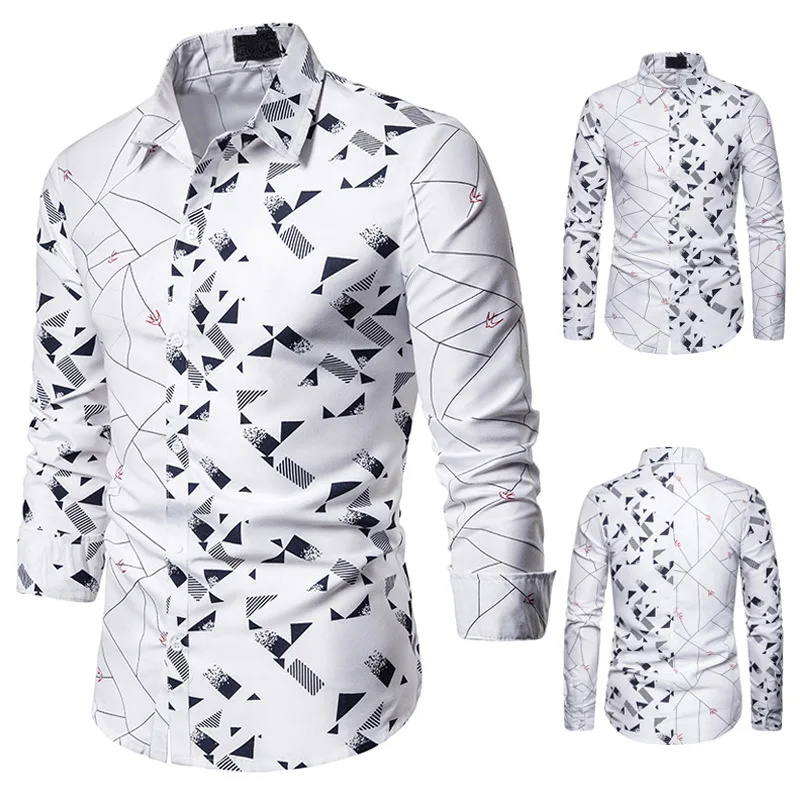 

Men's Shirt Left and Right Matching Characteristic Fashion Leisure Pattern Men's Long Sleeve Shirt N5216