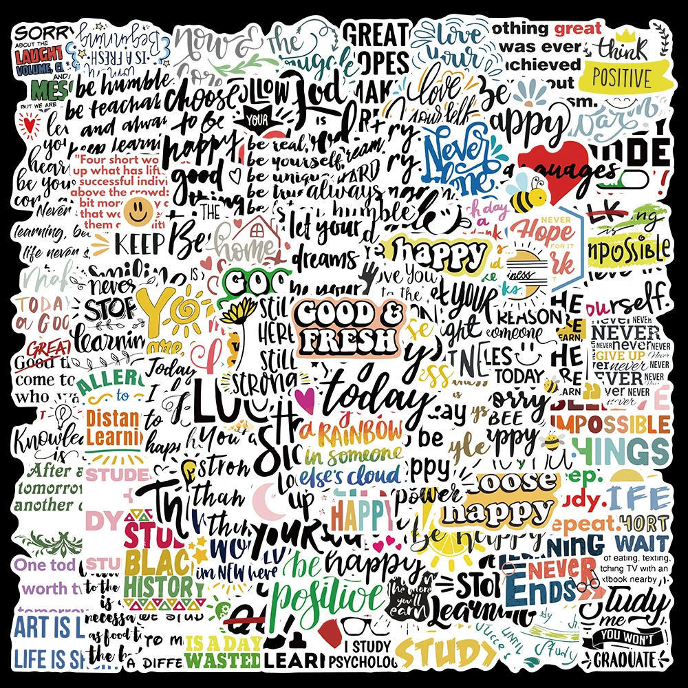 

10/50/100pcs English Letters Inspirational Quotes Sticker for Laptop Computer Skateboard Helmet Cartoon Graffiti Decals Stickers