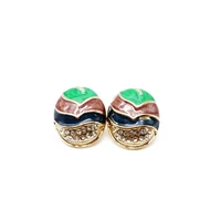 multi color oval earrings enamel vintage hollow jewelry for female gifts