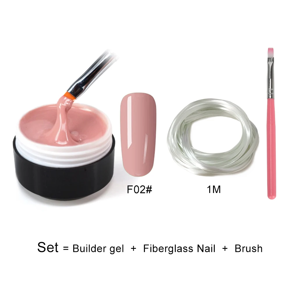 builder gel kit-F02 Полигель набор быстрое строительство кристалл ногтей Удлинительный УФ-гель лак полигель прозрачный розовый гель комплект лаков замочить от 15 мл - Цвет: builder gel kit-F02