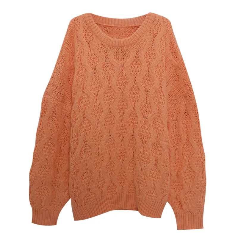 

2020 Autumn Winter Women Sweater Midi Fashion Round Neck Soild Long Sleeve Pullovers Loose Casual Female Kintted Korean Style