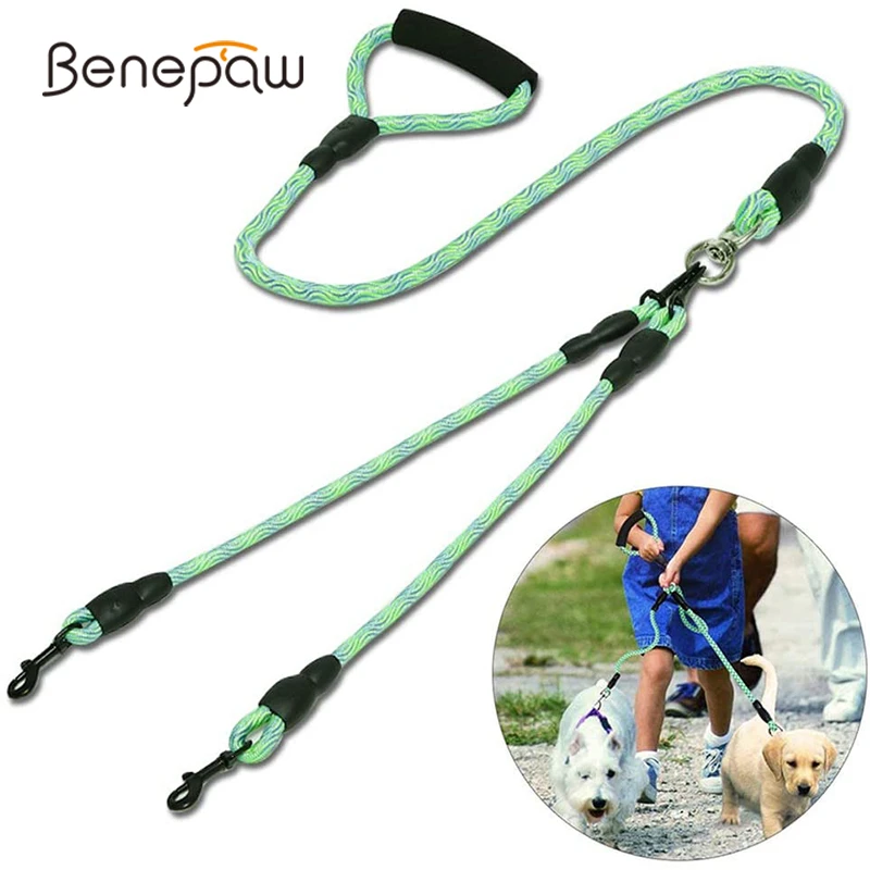 Benepaw модный прочный двойной поводок для собак удобная мягкая ручка Сильный 360