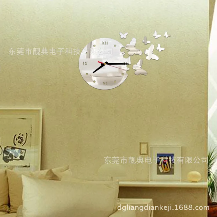 Новый стиль Горячая продажа DIY акриловые настенные часы с бабочками Европейский