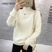autumn turtleneck sweater winter warm tops womens long sleeve knitted sweaters solid female casual loose pullovers tops 2021