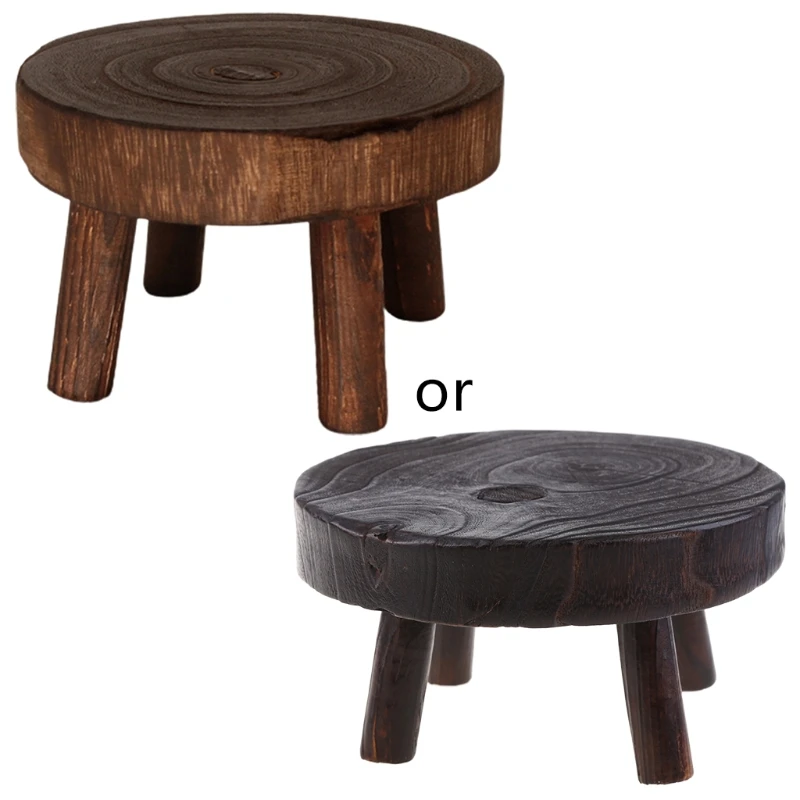 

WSND Solid Wood Round Bench Flower Pot Holder Plant and Succulent Flower Pot Base Display Stand Stool Home Garden Patio Decor