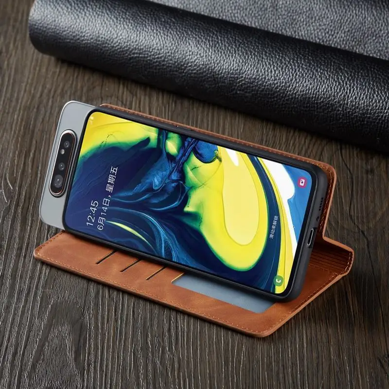 Магнитные Флип-Чехлы для samsung Galaxy A80 чехол простой, матовый роскошный кожаный кошелек телефон Сумки для samsung Galaxy A 80 Coque