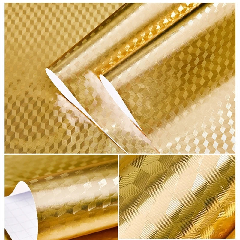 

PVC Luxury golden peel and stick wallpaper anti-fouling and waterproof living room bedroom desktop kitchen counter renovation st