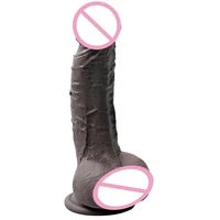 8 inch dark brown silicone dildo with suction cup soft penis for vaginal g spot anal play adult sex toy for female masturbation