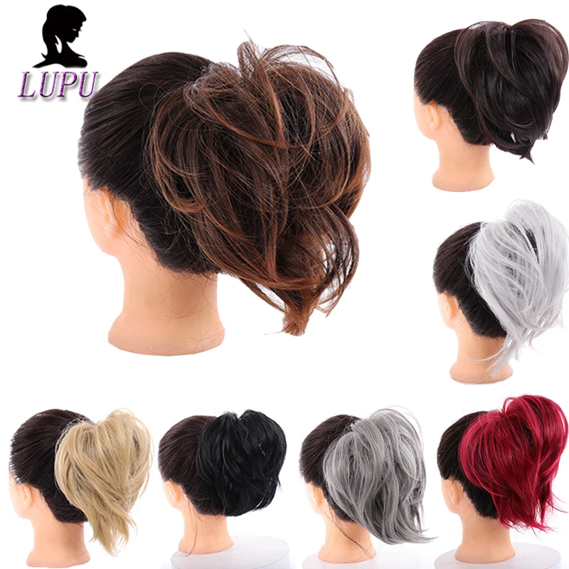 LUPU спутанный пучок синтетические шиньоны с резиновой лентой