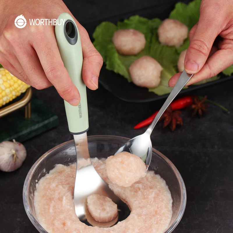 WORTHBUY Meatball Maker Spoon 304 форма из нержавеющей стали для фрикаделек с нескользящей