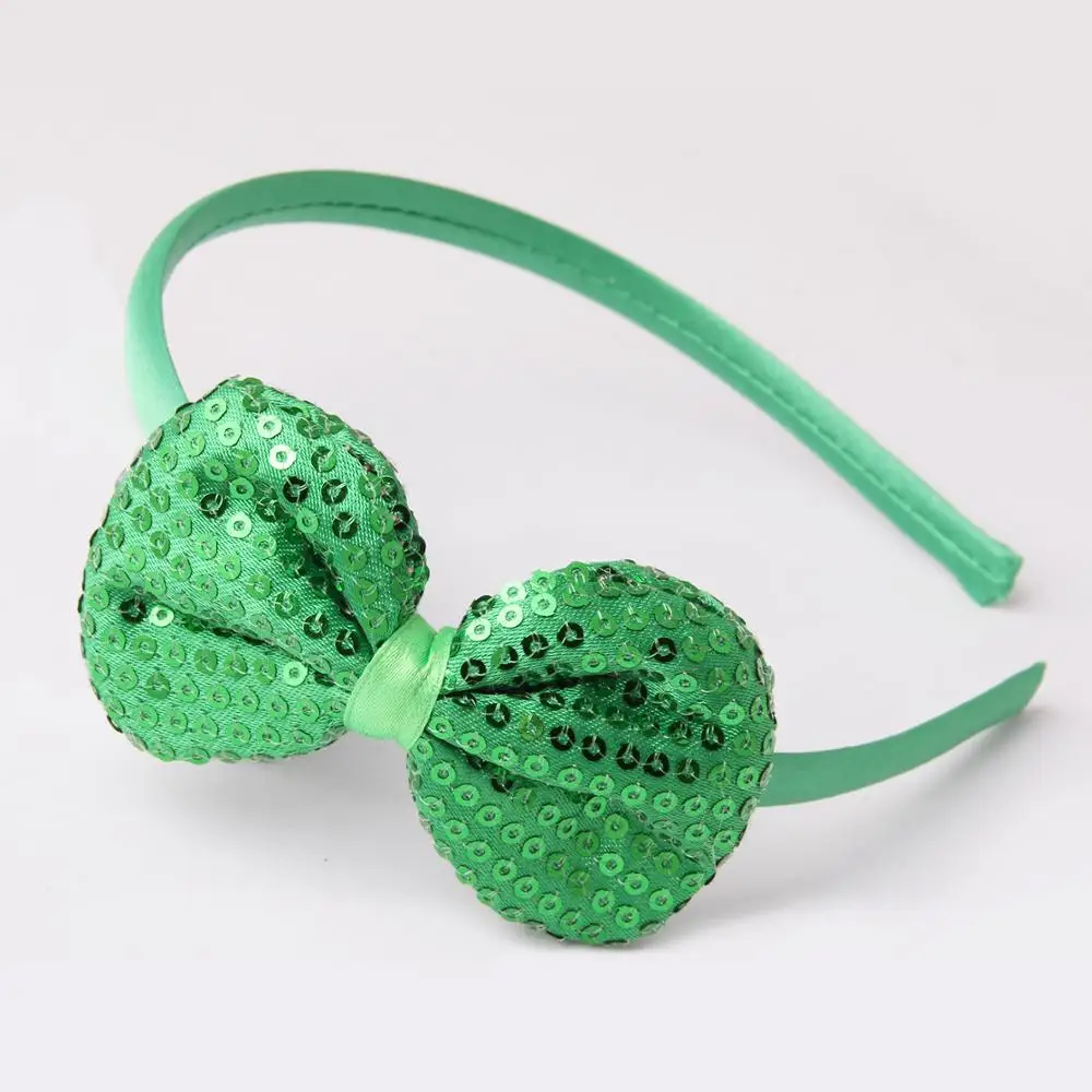 Green headband Meimile резинки для волос для девочек, банты, Детские аксессуары для волос для принцессы, повязка на голову с блестками для девочек, подарки на день рождения - Цвет: Green headband