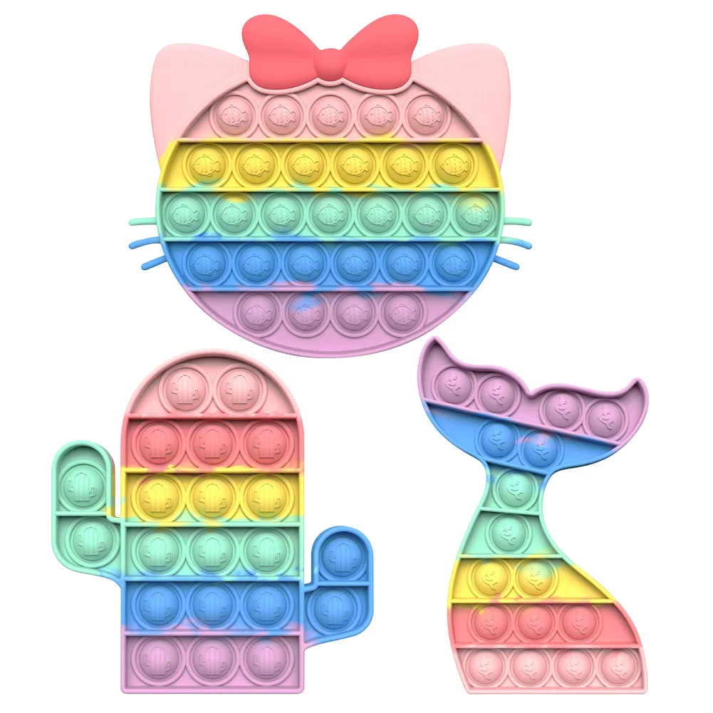 

Silicone Cartoon Pattern Push Bubble Sensory Toy Anti-stress Relaxing Fidget Autism Toys Stress Relief Special Needs for Kids