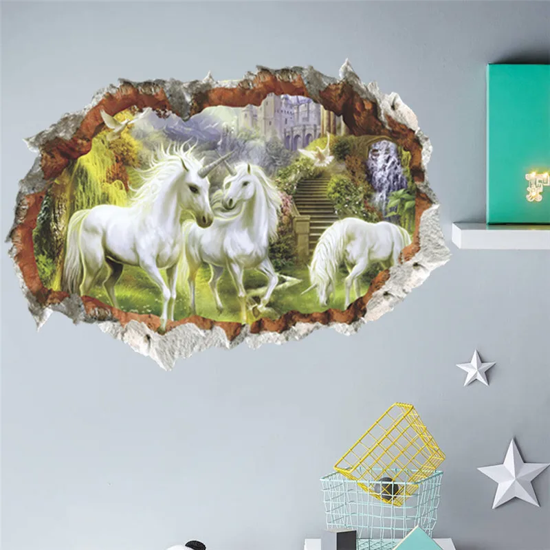 3d настенные наклейки с дырками для гостиной украшения дома Diy пейзажем