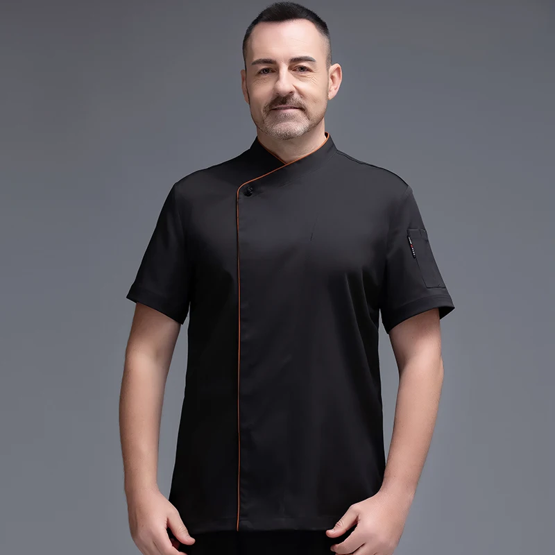 Black White Bright Color Chef Uniform Hotel Restaurant Work Clothes Waiter High Quality Cotton Short Sleeve Coat | Тематическая