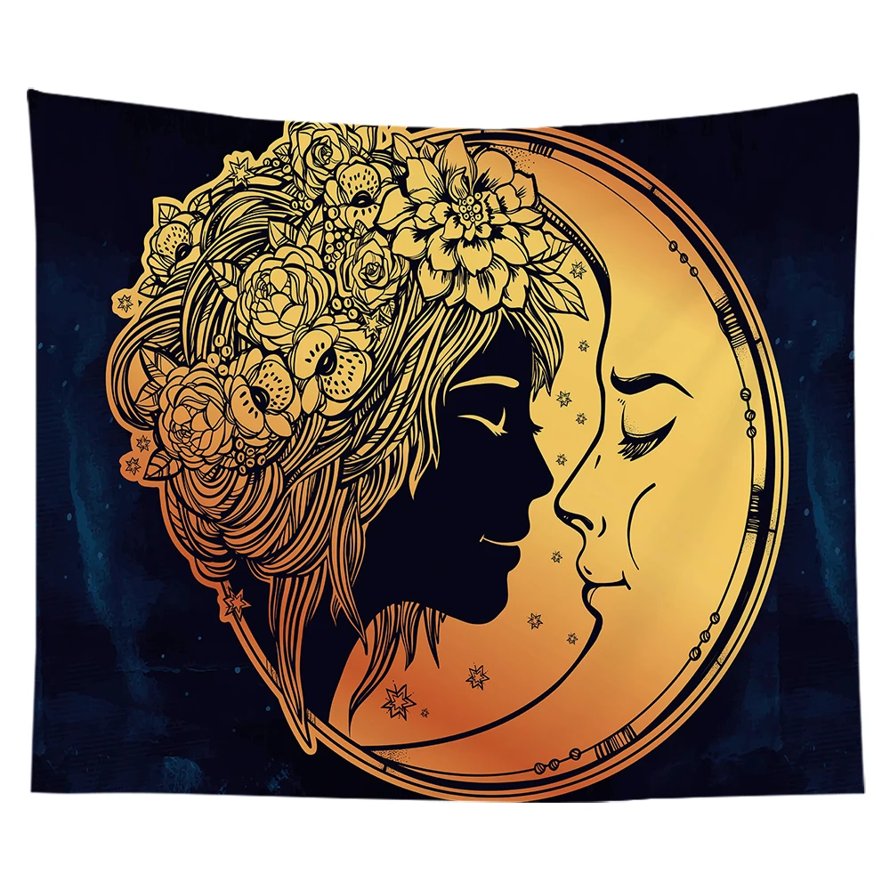

Tapestry Wall Hanging Sun and Moon Psychedelic Small Wall Tapestry with Art Chakra Home Decorations for Bedroom Dorm Decoration