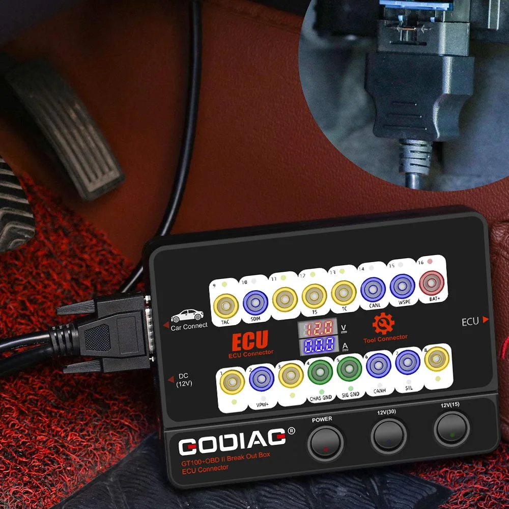 GODIAG GT100 + Pro OBDII секционная коробка ECU скамья разъем с электронный ток Дисплей |