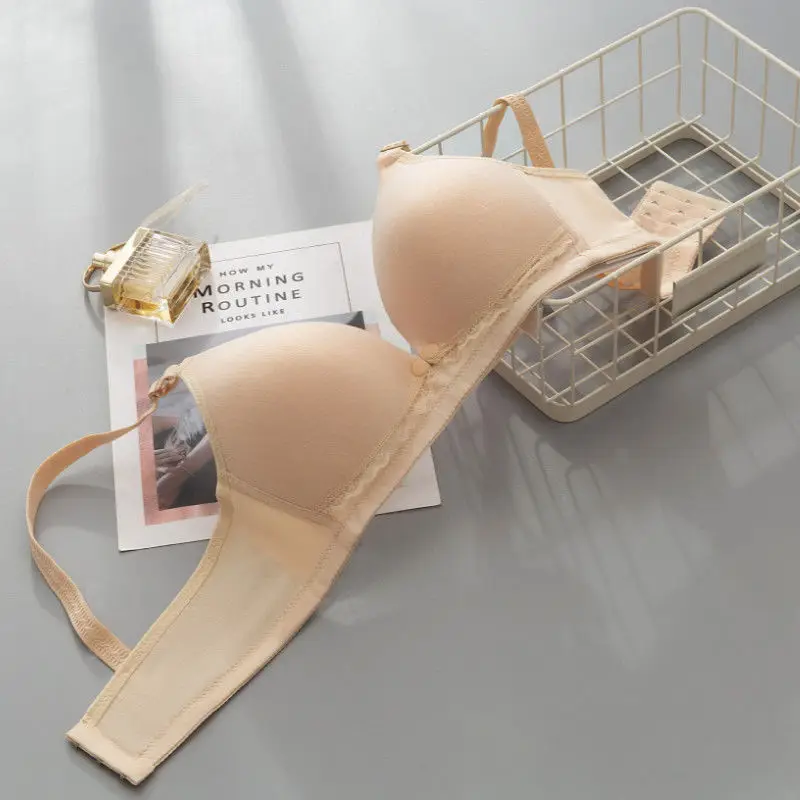 Sujetador de lactancia materna para mujer, sost&eacute;n de copa abierta, ropa interior para alimentar a mam&aacute;, cierre frontal, manos libres-4